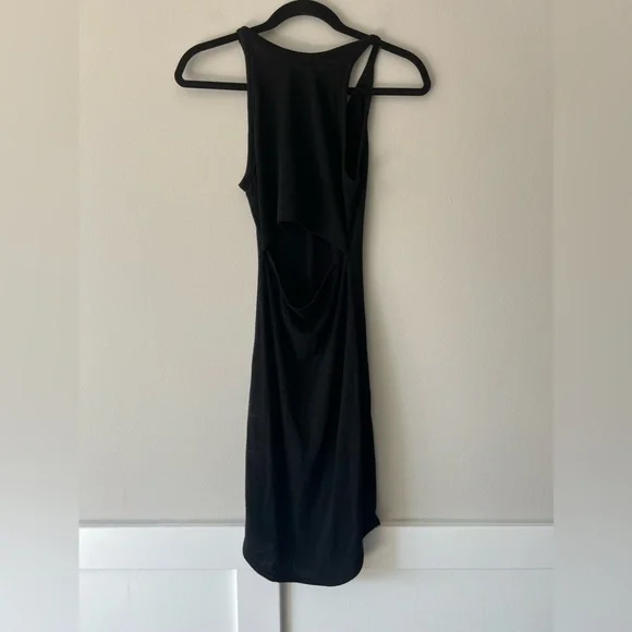 Aritzia Wilfred Free Black Yasmin Dress Bodycon Back Cut Out Midi Tank Dress XXS - Picture 9 of 10